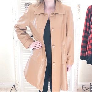 NWOT Brown Authentic Leather Trench Coat